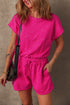 Edgy Casual Mineral Wash Short Sleeve Drawstring Cutout Back Romper